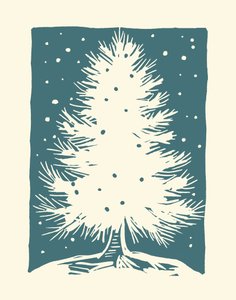 Árvore de Natal branca, 2023 (linóleo sobre papel) de Marco Campedelli