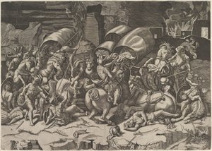 Batalha com um cutelo, ca. 1515-27. de Marco Dente