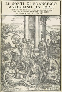 Le Sorti ... intitulado jardim de pensamentos, outubro de 1540. Criadores: Desconhecido, Marco Dente. de Marco Dente