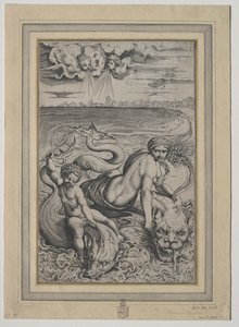 Amor e Cupido Carregados por Golfinhos de Marco Dente