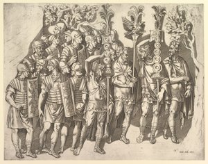 Vidro magnífico romano: uma legião romana da coluna de Trajano, século XVI. de Marco Dente