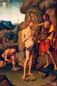 Painel que retrata o Baptismo de Cristo