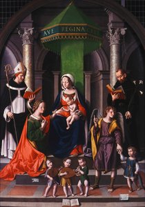 O Marraige místico de Santa Catarina com o Arcanjo Rafael e Tobias,
