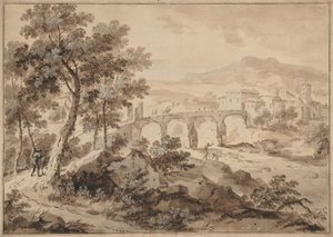 Paisagem com ponte, 1700-1729. de Marco Ricci