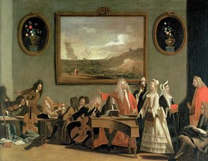 Ensaio de uma ópera, disse ser Pyrrhus e Demetrius, realizada na sala de prática no Haymarket Theatre, 1709