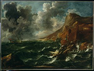 Navios num Gale, c.1705-08 (óleo sobre tela)