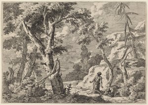 Dois homens penitentes no deserto de Marco Ricci