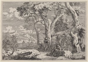 Paisagem selvagem com dois monges de Marco Ricci