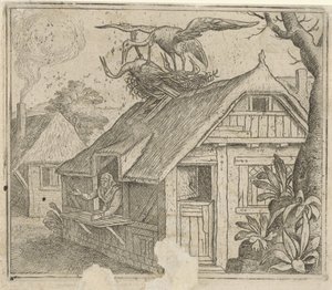 Fábula sobre cegonhas e sua religião de Marcus Gheeraerts (I) (attributed to)