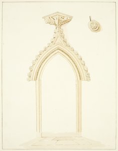 Porta da Sala da Vestibular da Catedral de Bristol (lápis e aguarela sobre papel) de Marcus H. Homes