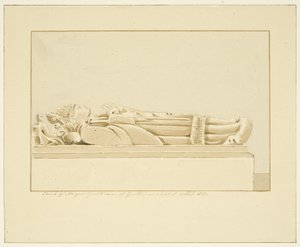 Effigy of Abbot Guilliam in Bristol Cathedral (lápis e aguarela sobre papel) de Marcus H. Homes