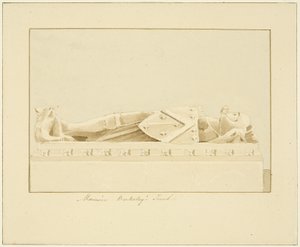 Effigy of Maurice, 7th Earl of Berkeley, in Bristol Cathedral (lápis e aguarela sobre papel) de Marcus H. Homes