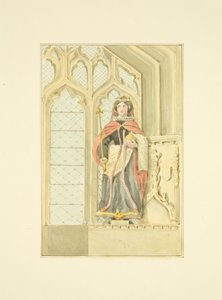 Figura da Rainha Isabel na Capela de Santa Maria de Santa Maria Redcliffe (lápis e aguarela sobre papel) de Marcus H. Homes