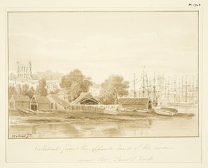 Vista Sul da Catedral de Bristol (lápis e aguarela sobre papel) de Marcus H. Homes