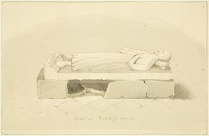 Túmulo de Sir John Lamyngton em St Mary Redcliffe (lápis e aguarela sobre papel) de Marcus H. Homes