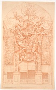 Projeto decorativo com gênios usando uma coroa e um céu de trono de Marcus Tuscher