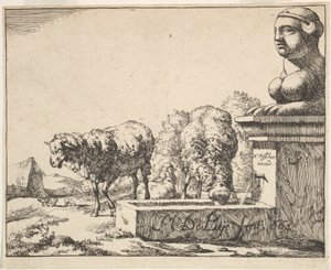 Ovelhas, de um conjunto de 16 pratos, 1664. de Marcus de Bye