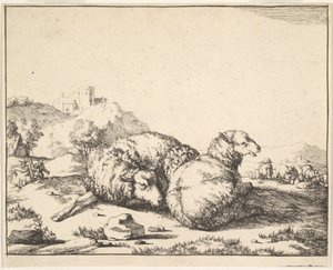 Ovelhas, de um conjunto de 16 pratos, 1664. de Marcus de Bye