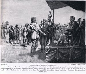 Caractacus perante Claudius, ilustração da "Hutchinson