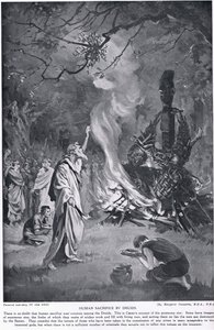 Sacrifício humano pelos druidas, ilustração de "Hutchinson