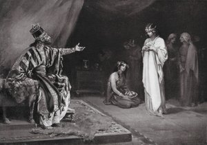 Casamento de uma princesa assíria com Kara-indash, rei da Babilónia (litografia) de Margaret (after) Dovaston