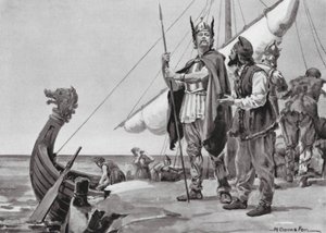 Partida de Rurik para o país dos eslavos, 862 d.C. (litografia)