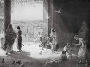 Sangar de Carquemis recebendo Ashur-nasir-pal III (litografia) de Margaret (after) Dovaston