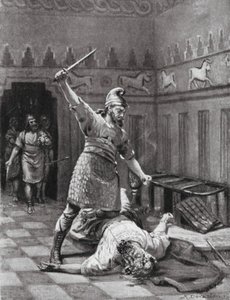 Assassinato de Tukulti-Ninib I (litografia) de Margaret (after) Dovaston
