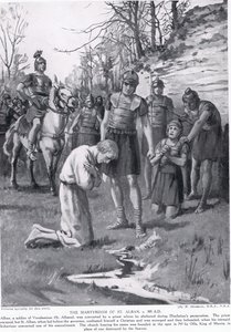 O Martírio de Santo Albano, ilustração da "História das Nações de Hutchinson", c.1910 (litografia) de Margaret (after) Dovaston