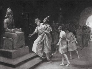 Tukulti-Ninib I no Templo de Marduk (litografia) de Margaret (after) Dovaston