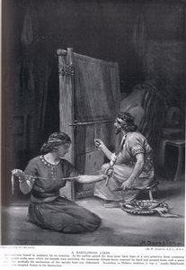 Um tear babilónico, ilustração da "História das Nações" de Hutchinson (litografia) de Margaret Dovaston