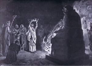 Um sacrifício fenício a Moloch (litografia) de Margaret Dovaston