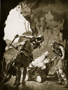 Constantino II morto pelos dinamarqueses, 881 d.C., ilustração de "Hutchinson
