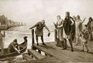Edgar, o pacífico, segurando uma revista naval, ilustração de "Hutchinson