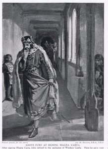 A fúria de João aquando da assinatura da Magna Carta AD1215 de Margaret Dovaston