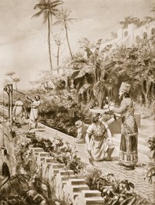 Os Jardins Suspensos da Babilónia, ilustração da "História das Nações" de Hutchinson (litografia) de Margaret Dovaston