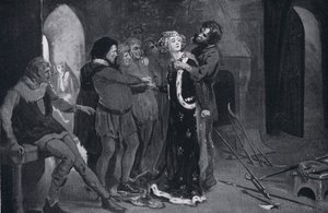 A bela donzela de Kent beijada por insurrectos AD1381 de Margaret Dovaston