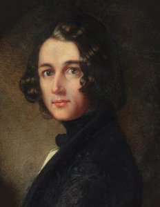 Detalhe do retrato de Charles Dickens, 1843. de Margaret Gillies