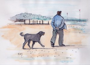 passear o cão - 07 (caneta e aguarela) de Margaret Loxton