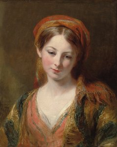 Retrato de uma jovem garota, pensada para ser Henrietta Carpenter, comprimento do busto, em trajes orientais, 1839