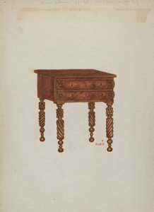 Suporte de mogno com duas gavetas