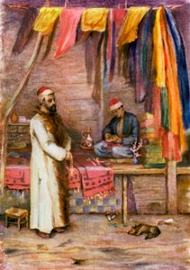Um comerciante, Grande Bazar, Damasco (litografia a cores)