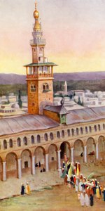 Pátio da Grande Mesquita, Damasco (litografia a cores)