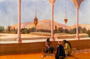 Interior de uma casa privada, Damasco (litografia a cores)