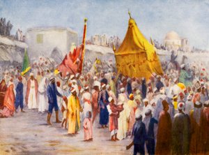 Regresso da Haj de Meca a Damasco (litografia a cores)