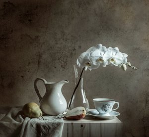 Natureza morta elegante com orquídeas de Margareth Perfoncio