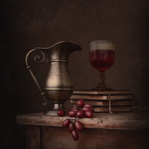 Natureza morta com vinho vintage de Margareth Perfoncio