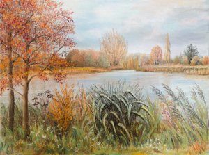 Rio Tamisa perto de Windsor, 2022 (pastel) de Margo Starkey