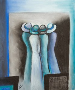 Senhoras sussurrantes, 2022 (pastel) de Margo Starkey