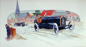 Um Peugeot Racing Car no Grand Prix de France de 1911 de Marguerite (fl.1909-14) Montaut
